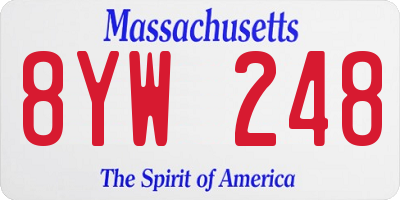 MA license plate 8YW248