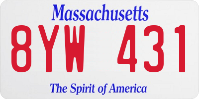 MA license plate 8YW431