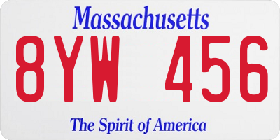 MA license plate 8YW456