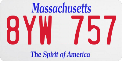 MA license plate 8YW757