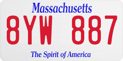 MA license plate 8YW887