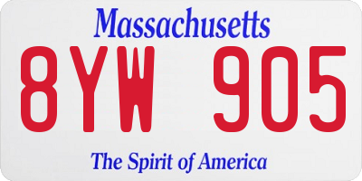 MA license plate 8YW905