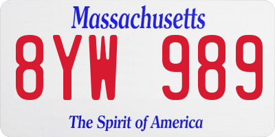 MA license plate 8YW989