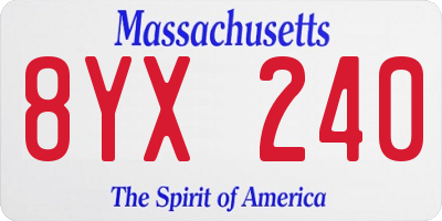 MA license plate 8YX240