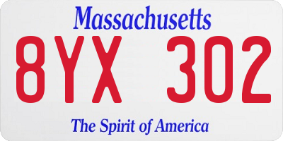 MA license plate 8YX302