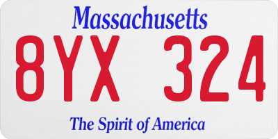 MA license plate 8YX324