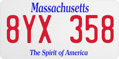 MA license plate 8YX358