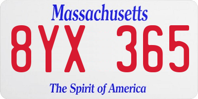 MA license plate 8YX365