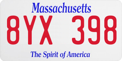 MA license plate 8YX398