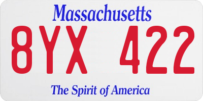 MA license plate 8YX422