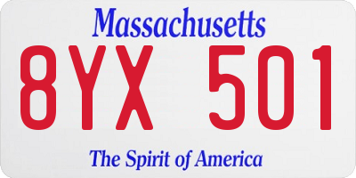 MA license plate 8YX501