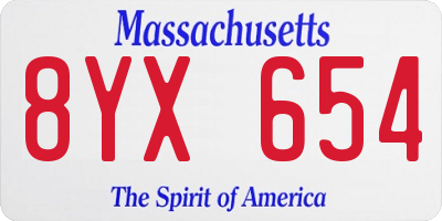 MA license plate 8YX654