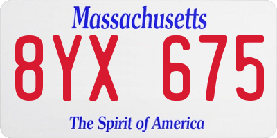 MA license plate 8YX675