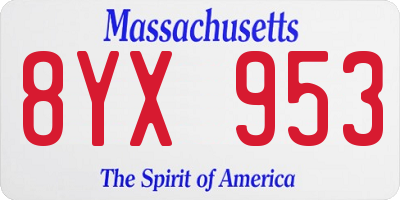 MA license plate 8YX953