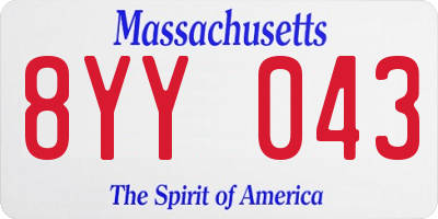 MA license plate 8YY043