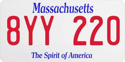 MA license plate 8YY220