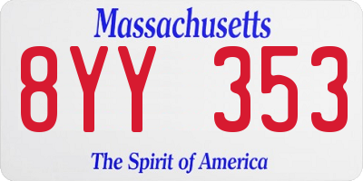 MA license plate 8YY353