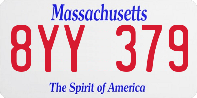 MA license plate 8YY379