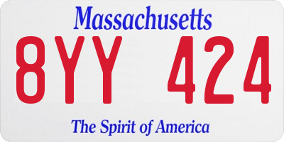 MA license plate 8YY424