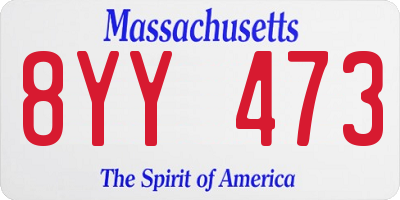 MA license plate 8YY473