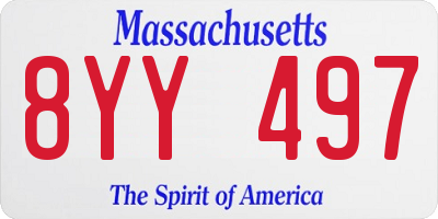 MA license plate 8YY497