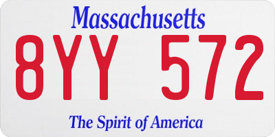 MA license plate 8YY572