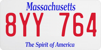 MA license plate 8YY764