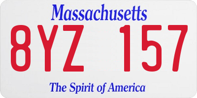 MA license plate 8YZ157