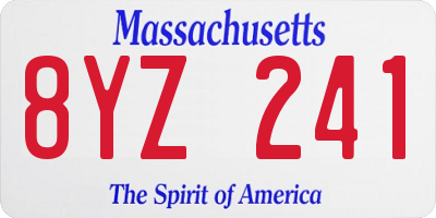 MA license plate 8YZ241