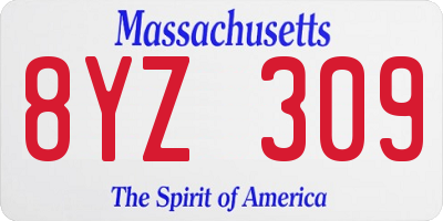 MA license plate 8YZ309