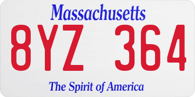 MA license plate 8YZ364