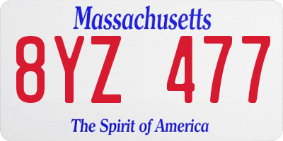 MA license plate 8YZ477
