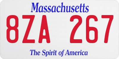 MA license plate 8ZA267