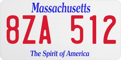 MA license plate 8ZA512