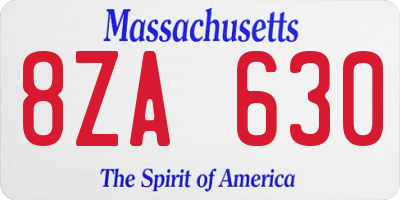 MA license plate 8ZA630