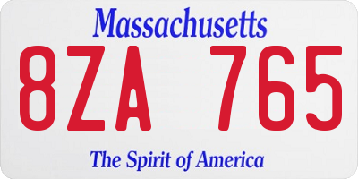 MA license plate 8ZA765