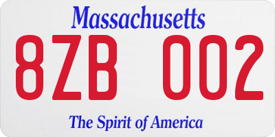 MA license plate 8ZB002