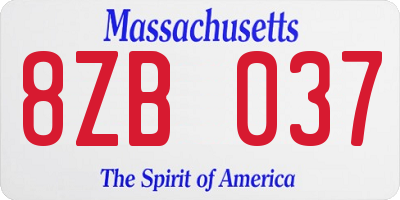 MA license plate 8ZB037