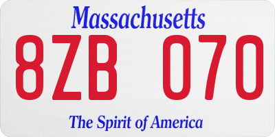 MA license plate 8ZB070