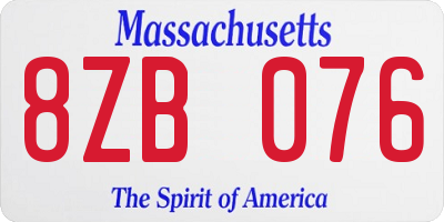 MA license plate 8ZB076