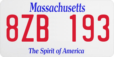 MA license plate 8ZB193