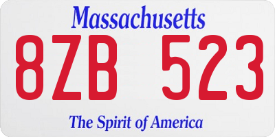 MA license plate 8ZB523