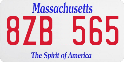 MA license plate 8ZB565