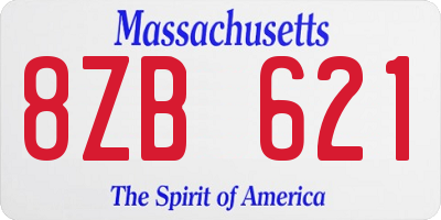 MA license plate 8ZB621