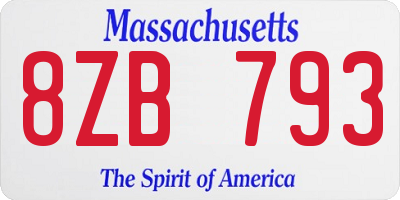 MA license plate 8ZB793