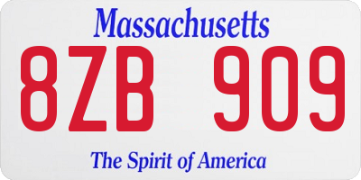MA license plate 8ZB909