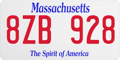 MA license plate 8ZB928