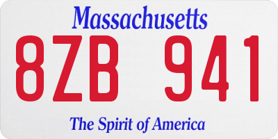 MA license plate 8ZB941