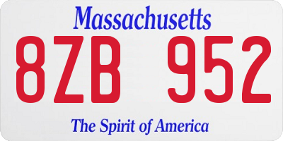 MA license plate 8ZB952