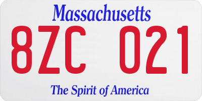 MA license plate 8ZC021